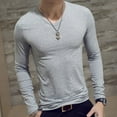 thumbnail image 2 of Alvivi Men's Casual Shirt Solid Color Soft Long Sleeve Slim Fit T-shirt Undershirt Top Grey XL, 2 of 3