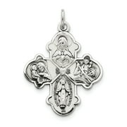 Sterling Silver Antiqued 4-way Medal QC3469 (35mm x 25mm)