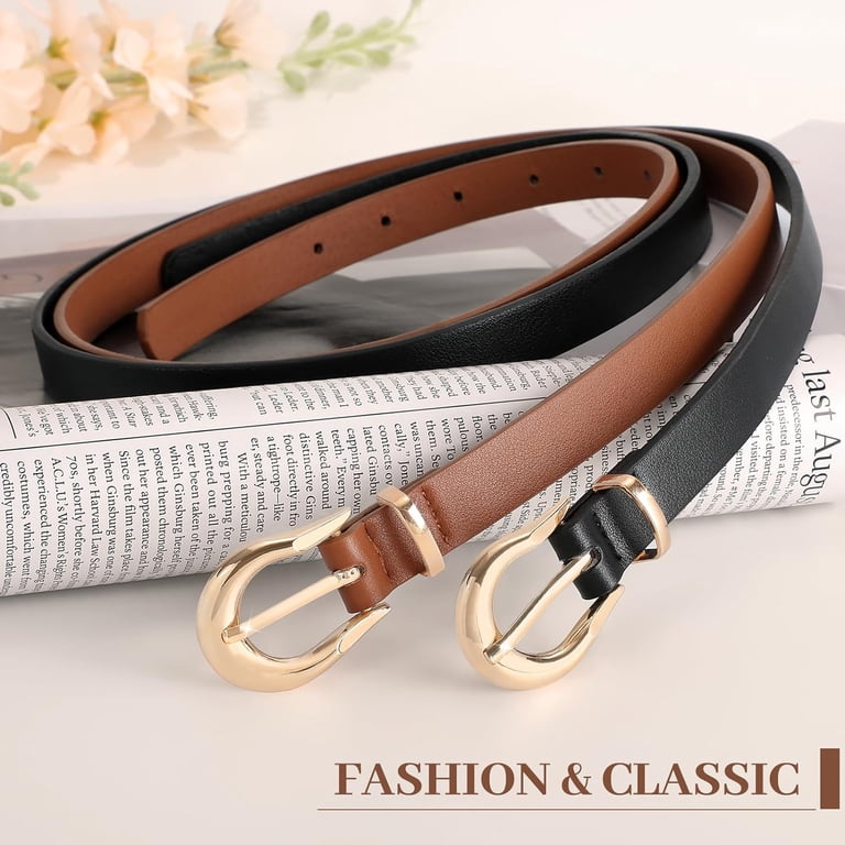 WERFORU Women Skinny Leather Belt for Dress Ladies Thin  display picture 3