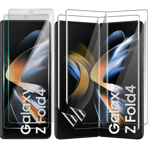 for Samsung Galaxy Z Fold 4 Screen Protector, 2 Pack Cover Display Glass Screen Protector, 2 Pack Hydrogel Flex Display Shield Protective Film, Anti-Scratch, HD, 9H Hardness, Ultra-Thin