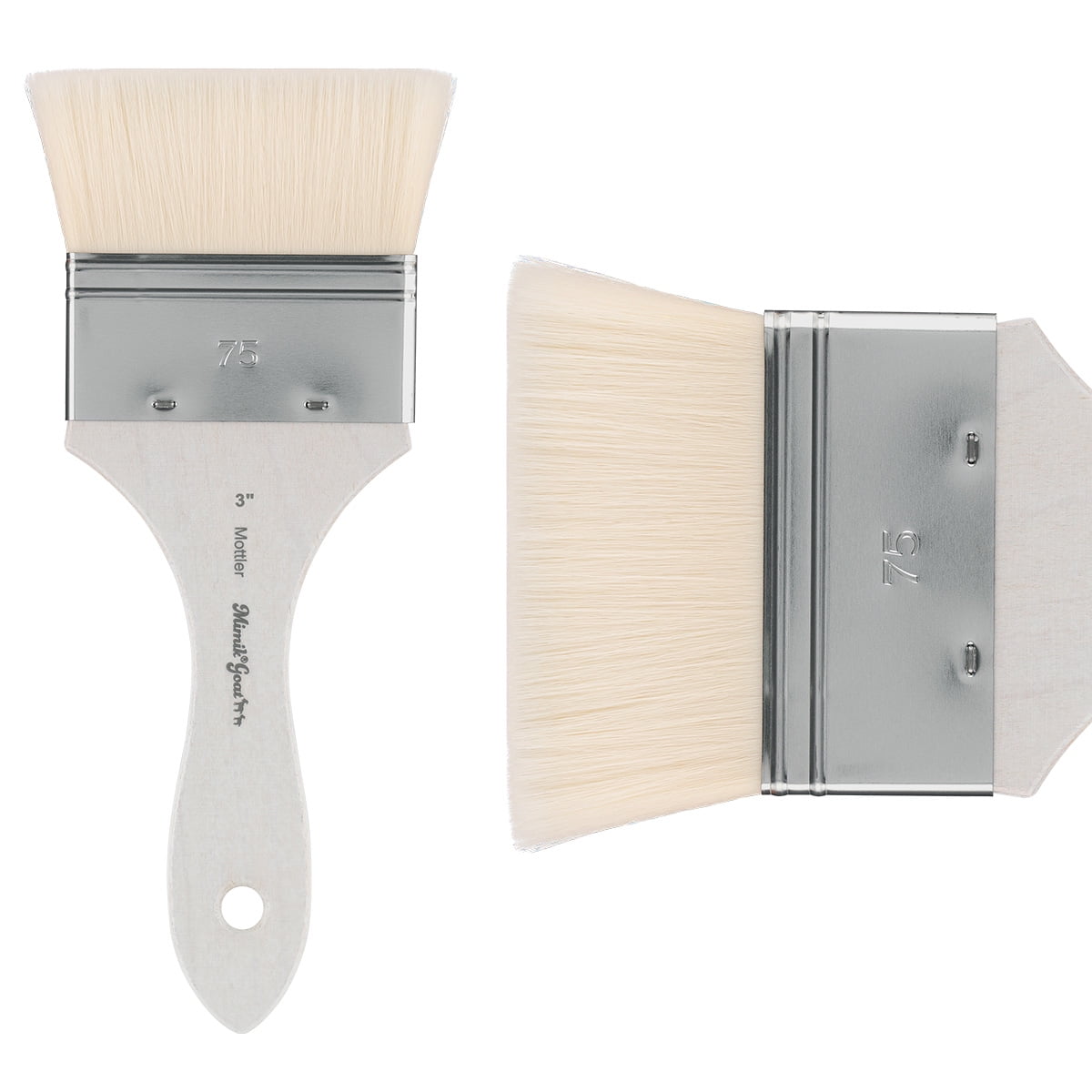 Creative Mark Mimik Synthetic Goat Hair Mottler Paint Brush 3" - Short Handle Flat Watercolor Brush- Soft, Absorbent, Synthetic Paint Brush for Watercolor, Oil & Acrylic- Rust-Proof Ferrule- Handmade
