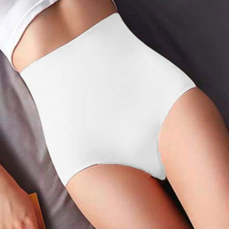 Ukumplol Panties for Women Womens Underwear High Waisted Underwear for Women Womens Underpants Solid Color Breathable Microfiber Briefs High Waist Ice Silk for Women White XL