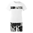 thumbnail image 4 of 2 Pcs Summer Mens Shorts Tops Outfits Trends Floral Printed T-Shirts Short Sleeve Crewneck Tees Knee Length Beach Shorts Flower Print Sweatpants Lounge Breathable Clothes Trends 2025 Outfit, 4 of 5