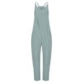 thumbnail image 4 of UPPADA Jumpsuits for Women Casual Summer Rompers Sleeveless Loose Spaghetti Strap Overalls Basic Solid One Piece Bibbed Pants Jumpers with Pockets Green,L, 4 of 8