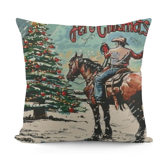 YINGXI Western Christmas Pillow Covers, Western Cowboy Christmas Pillows Decorative Throw Pillows, Western Vintage Christmas Pillow Cases, Western Outdoor Christmas Pillow Covers 12x12in
