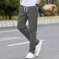 thumbnail image 3 of Men's Casual Elastic Waistband Drawstring Breathable Solid Color Pants, Loose Fit Trousers for Daily Wear and Relaxation,Dark Gray,L, 3 of 5