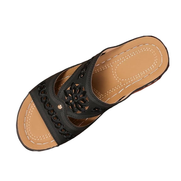 WRKEKC Womens Slippers Spring Summer Solid Color Open Toe Trendy One Strap Thick Sole Slides Wedge Heel Outdoor