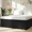 Black, variant on Elastic Strap Wrap Around Dust Ruffle for Queen Bed Skirt 16 inchs Drop, with Scalloped Edge Easy to Install on Bed Bases & Frames, Wrinkle-Free (Navy Blue)