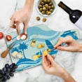 thumbnail image 4 of Aquatic Cutting Board, Surfer on Waves Water Sports Recreation Palms Sea Sailboats Summertime Holiday, Tempered Glass Cutting and Serving Board, Wine Bottle Shape, Blue Pale Blue, by Ambesonne, 4 of 5