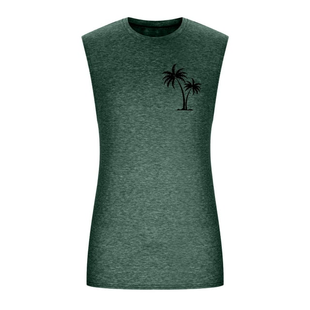 Men Summer Split Side Loose Fit Athletic Workout Tank Top Extended Length Hop Graphic Print Muscle Tee