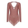 thumbnail image 4 of YONGHS Justaucorps de Danse Jazz Latin à Franges et Strass pour Femmes, Rose Poussiéreux S, 4 of 7
