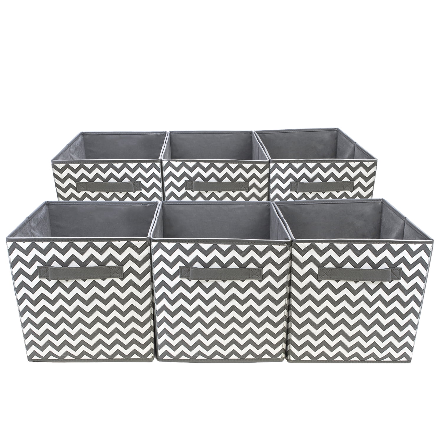 Sorbus Collapsible Storage Cube Bins, 6-Pack, Gray Chevron Fabric Storage Organizers