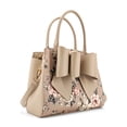 thumbnail image 2 of LIKE DREAMS Vegan Leather Floral Print Rosalie Bow Top Handle Satchel Bag, Beige, 2 of 6