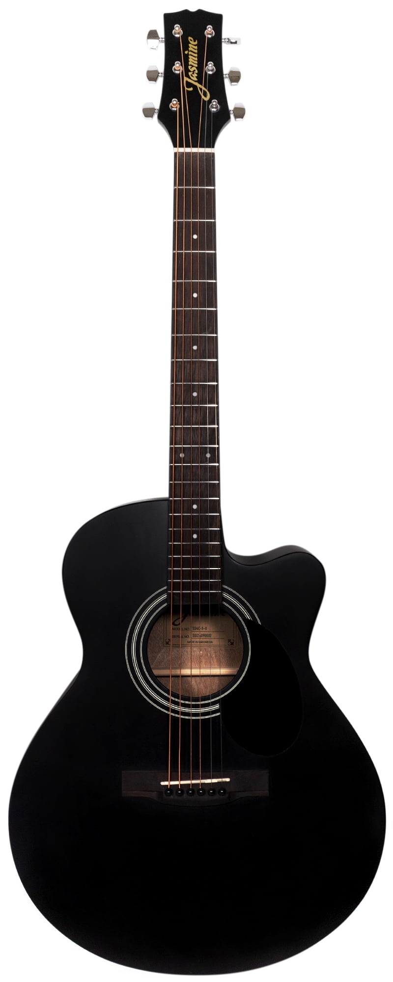 Jasmine S34C NEX Orchestra-Style Cutaway Acoustic Guitar - Black w/ Hard Case
