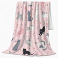 thumbnail image 2 of Pink Cat Pattern Cute Feline, Playful Pet Portrait Pattern, Warm Flannel Blanket for Living Room and Bedroom, Cat Lovers Valentine's Day Gift, Pet Lover Home Decor, 2 of 9