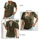 thumbnail image 3 of Camiseta de manga corta con cuello en V para mujer, camiseta informal holgada de verano con borde de encaje, 3 of 8