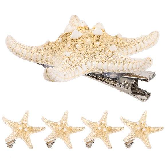 AURARMLET Beach Hair Clip 4Pcs Five-Pointed Star Sea Star Hair Accessories for Women Girls Random Colors