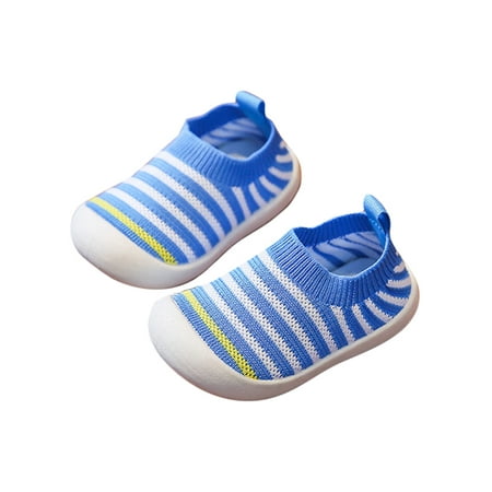 

UKAP Girls Boys Flats Slip On Sneakers Mesh Casual Shoes Comfort Walking Shoe Kids Sock Sneaker Knit Upper First Walker Blue 4.5C