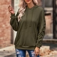 thumbnail image 2 of Sudadera con capucha plisada de manga larga con cuello redondo y bolsillo con cordón para mujer OD Green XL, 2 of 6