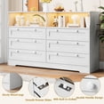 thumbnail image 3 of Bingirl Commode Élégante Rustique Blanche à 6 Tiroirs à Ne Pas Manquer avec Éclairage à Bande DEL et Prise de Recharge – Solution de Rangement Idéale pour Toute Pièce, 3 of 6