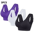 thumbnail image 5 of Lovskoo 3Pc Women's Sports Bra Lace Cami Bra Wireless Tank Top Bra Comfortable Everyday Bras For Women Leisure Purple, 5 of 9