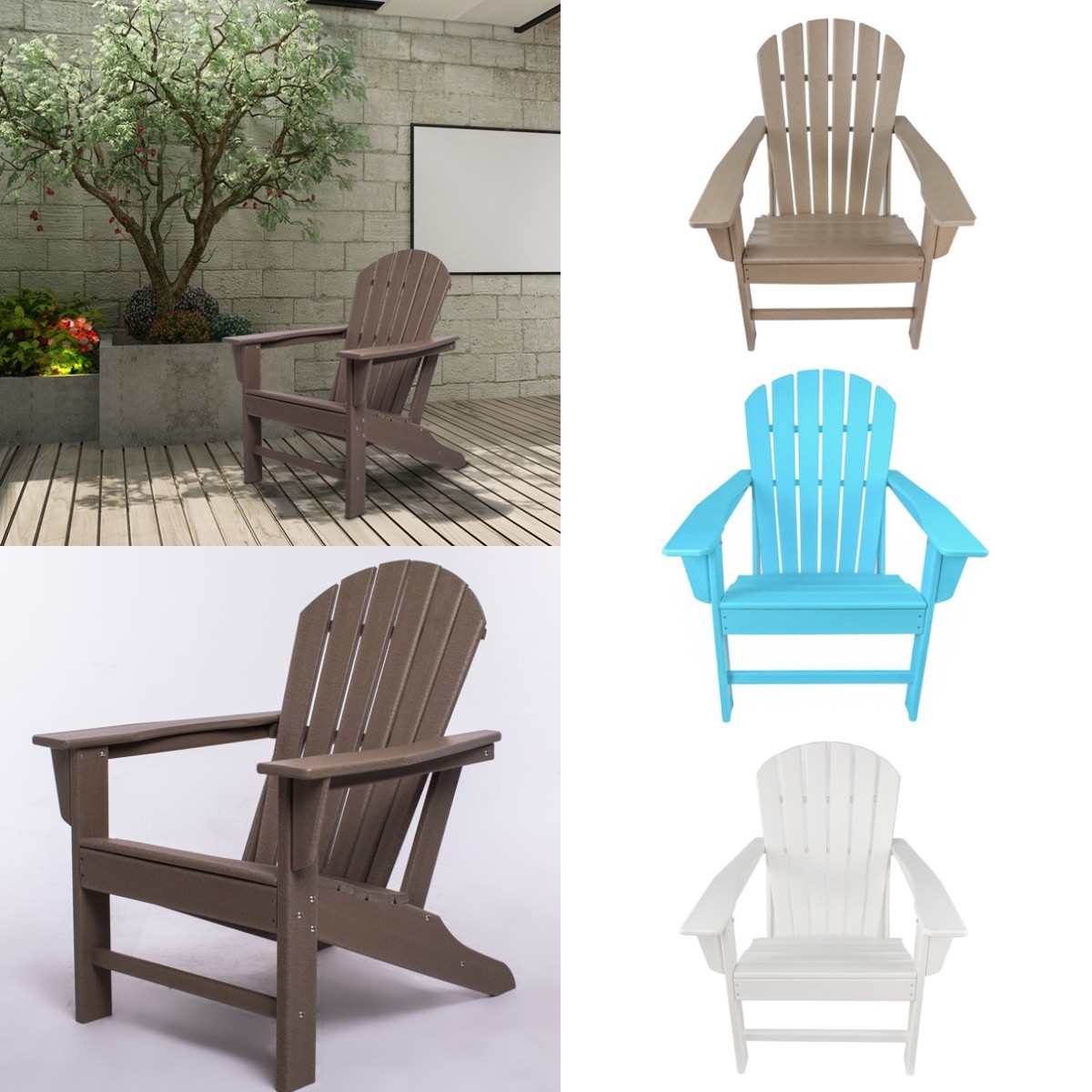 Adirondack Chair Resin, 350 lbs Capacity Load,Patio Chair Lawn Chair Outdoor Adirondack Chairs Weather Resistant for Patio Deck Garden 33.07*31.1*36.4" HDPE Resin Wood,Dark Brown - image 4 of 8