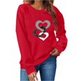thumbnail image 4 of Craaazy Women's Love Heart Printed Valentines Clothes Loose Crewneck Long Sleeve Shirts Gifts, 4 of 6