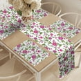 thumbnail image 2 of Ambesonne Floral Table Runner & Placemats, Flowers with Curved Branches, Placemat 4 pcs + Runner 16"x90", Olive Green and Hot Pink, 2 of 2
