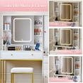 thumbnail image 4 of White Vanity Desk with Sliding Mirror & Lights, Vanity Table Makeup Desk with Charging Station, Dressing Table Makeup Desk with Stool,White, 4 of 8