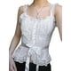 thumbnail image 1 of VISgogo Chaleco de flores de encaje francés para mujer, sin mangas, cuello cuadrado, dobladillo con volantes, camisetas sin mangas recortadas ajustadas VISgogo moda, 1 of 6