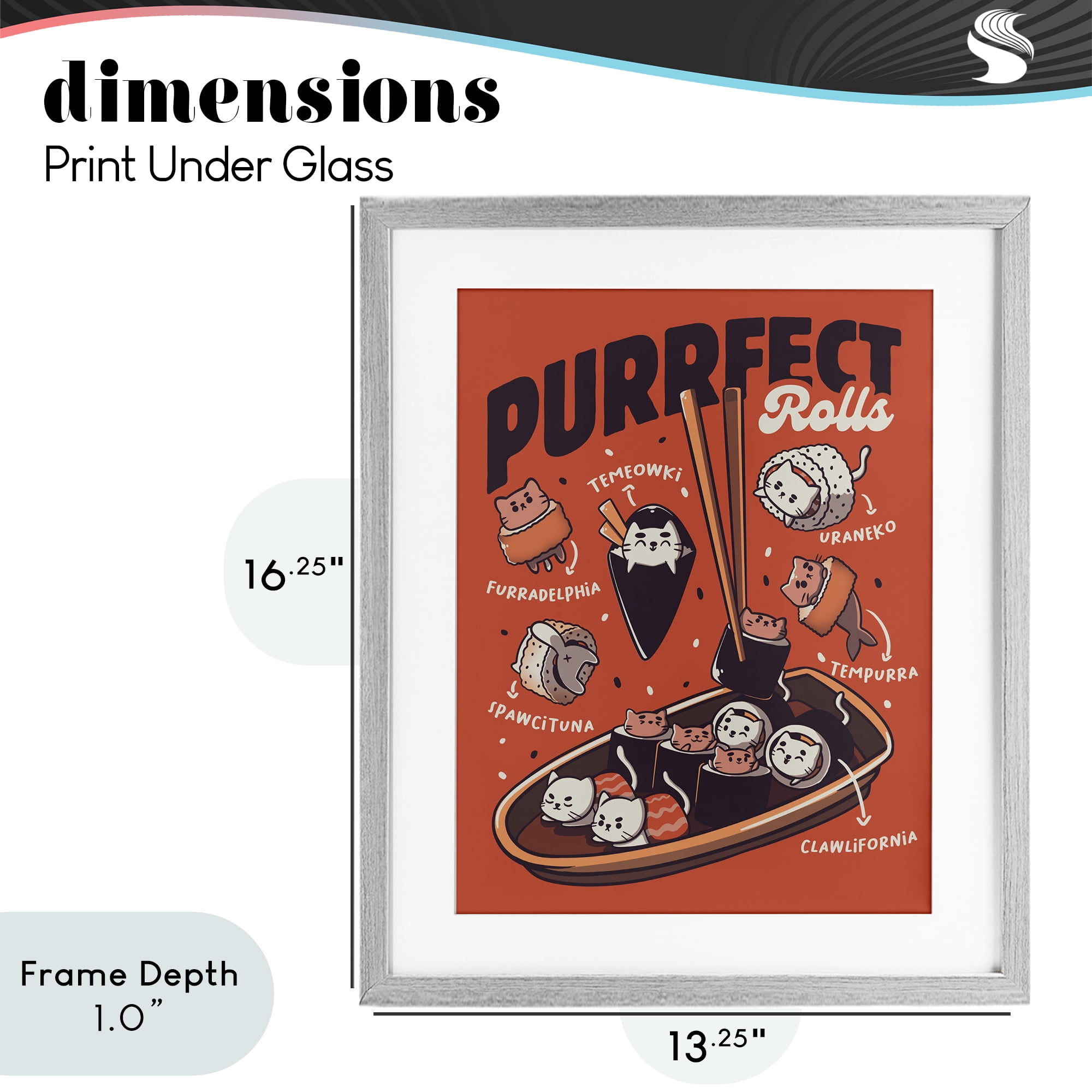 Stupell Industries Purrfect Rolls Sushi Cats Gray Framed Print Under Glass, design by Tobe Fonseca