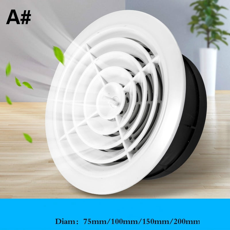 ABS Ventilation Grille Air Vent Round Air Grille Air duct Vent Covers Louver Vent 75/100/150/200mm Ceiling Wall Mount Round