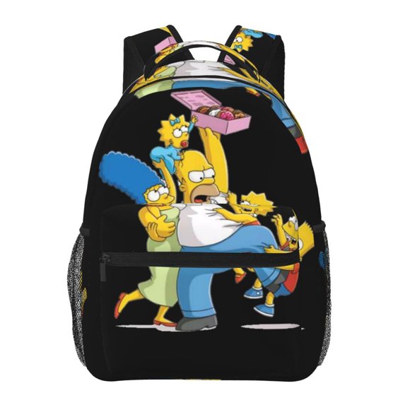 Simpsons 2 Sac à Dos Mode Ordinateur Pompompons Grande Capacité Sac de Voyage Décontracté