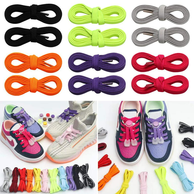Fashion No Tie Shoe laces Elastic Laces Sneakers Flat Shoelaces without  ties Kids Adult Quick Shoe lace Rubber Bands for Shoes