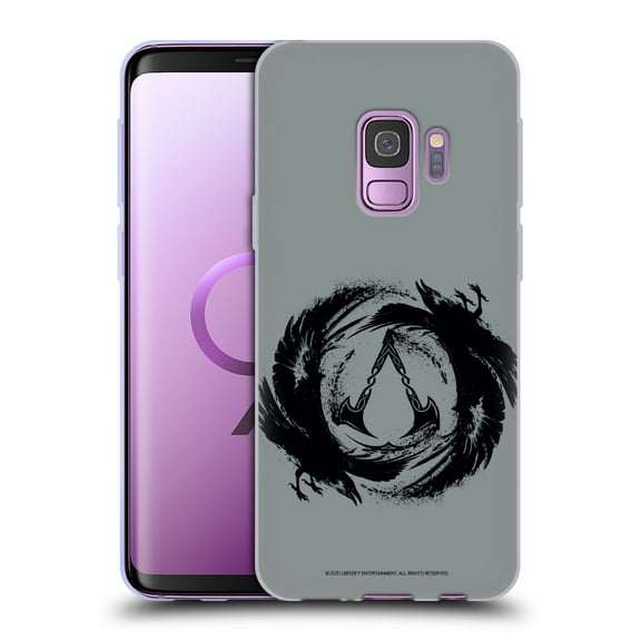 Head Case Designs Officially Licensed Assassin's Creed Valhalla Compositions Crest And Ravens Soft Gel Case Compatible with Samsung Galaxy S9
