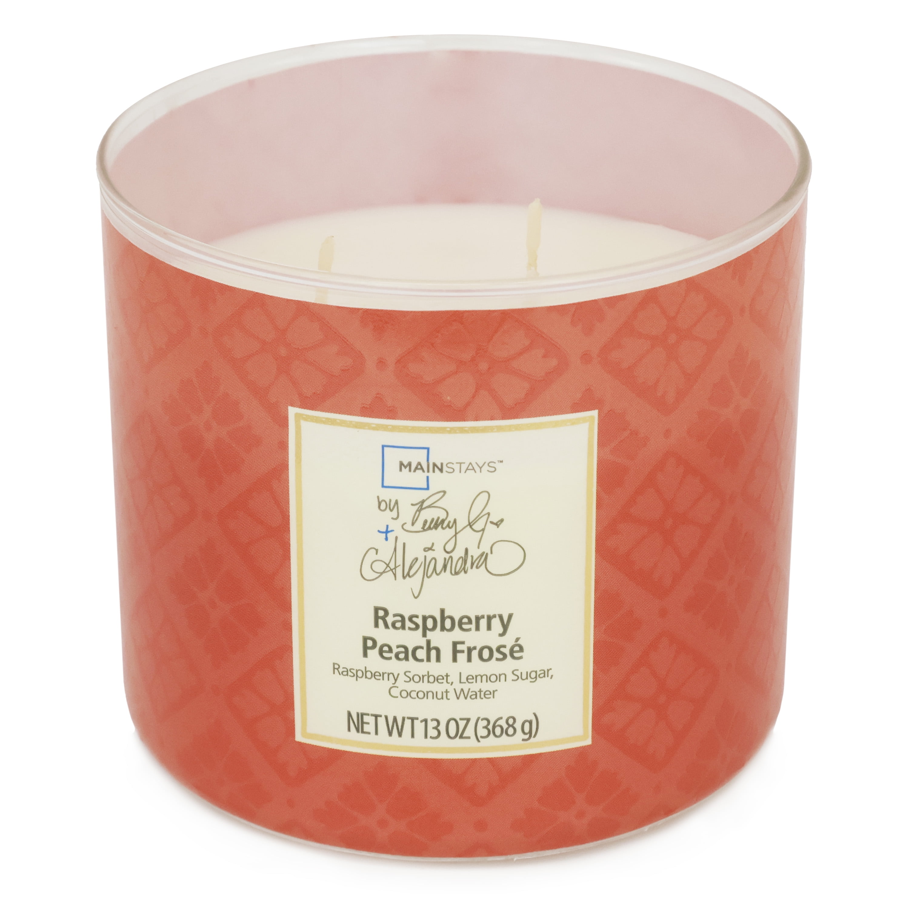 Mainstays by Becky G. & Alejandra 3-Wick Raspberry Peach Frose Candle, Orange Tile, 13 oz