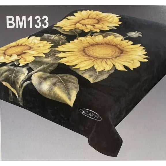SUNFLOWERS GREEN COLOR SOLARON KOREAN TECHNOLOGY BLANKET SOFTY AND WARM KING SIZE