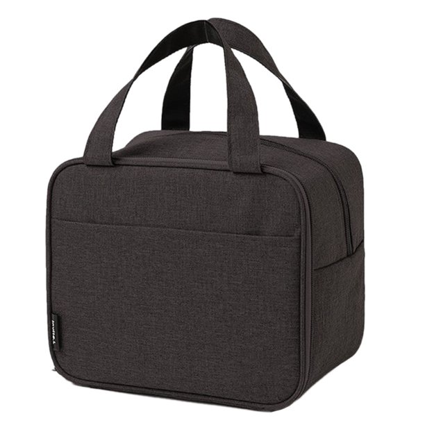 Bolsa De Almuerzo Negra / 22 X 14 X 18 Cm Bolsa De Almuerzo Reutilizable Para Mujeres/Hombres Bolsa De Almuerzo Aislante Bolsa De Almuerzo Aislante Para El Trabajo, La Escuela O El Picnic Doble