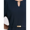 thumbnail image 4 of DARING DIVA Women's Choker V Neck Short Sleeve Belted Elegant Dress 2XL Navy Blue, 4 of 6