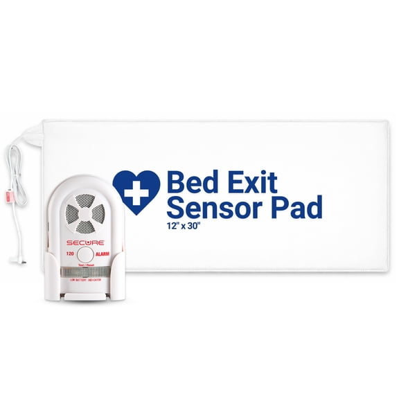 Secure Safety Solutions Bed Exit Alarm for Elderly Adults - 12x30 Long-Term Weight Sensing Pad, 80-120 dB Monitor - Fall Prevention for Seniors, Dementia Patients Alerts Caregiver When They Get Up