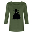 thumbnail image 4 of PEONAVET 3/3032 Length Sleeve Womens Tops, Women's 3/4 Sleeve Western Style Printed Casual T-shirt, 4 of 4