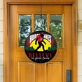 thumbnail image 2 of Carolina Hurricanes 18" Bigfoot "Believe in Yourself" Team Logo Wood Round Door Sign, 2 of 3