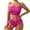 Hot Pink, variant on Staron Women's Bikini Sets Solid Color Ruffle Strapless High Waist Swimwear Two Piece Bathing Suit for Beach Vacation Pool Party, Blue M