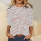 thumbnail image 2 of Camiseta informal con cuello redondo y mangas 3/4 de longitud media estampada a la moda para mujer Pompotops gfhjh16593, 2 of 5