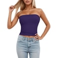 thumbnail image 3 of haizhen Women's Tank Tops with Built in Bras Off the Shoulder Strapless Tube Top Removable Bra Cropped Tank Tops for Women Workout Athletic Running Vest Purple, S, 3 of 7