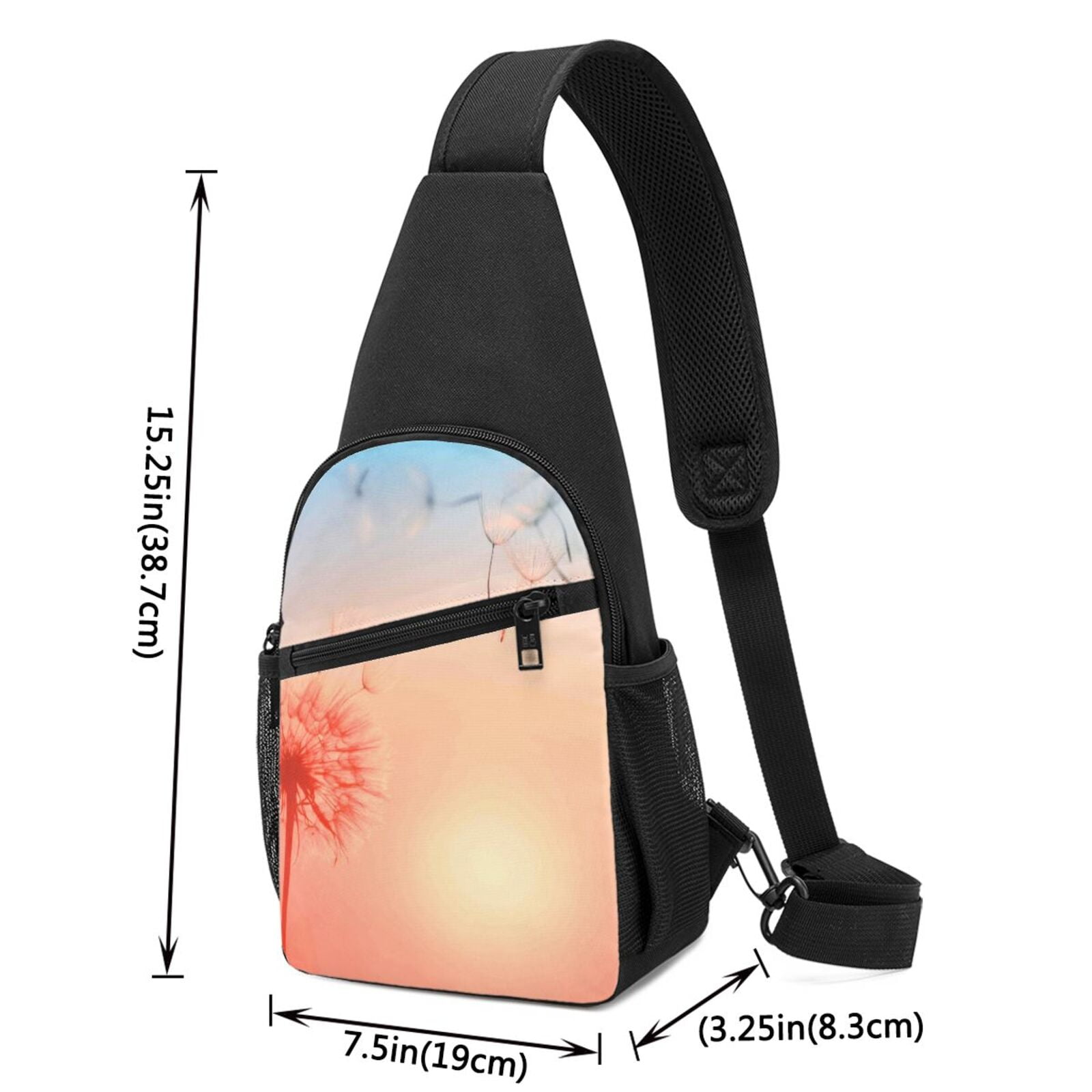 Xecao's The Sunset of Dandelion Print Sling Bag: A Versatile Chest, Shoulder, and Crossbody Backpack for Casual Days Out, Perfect for Both Men and Women