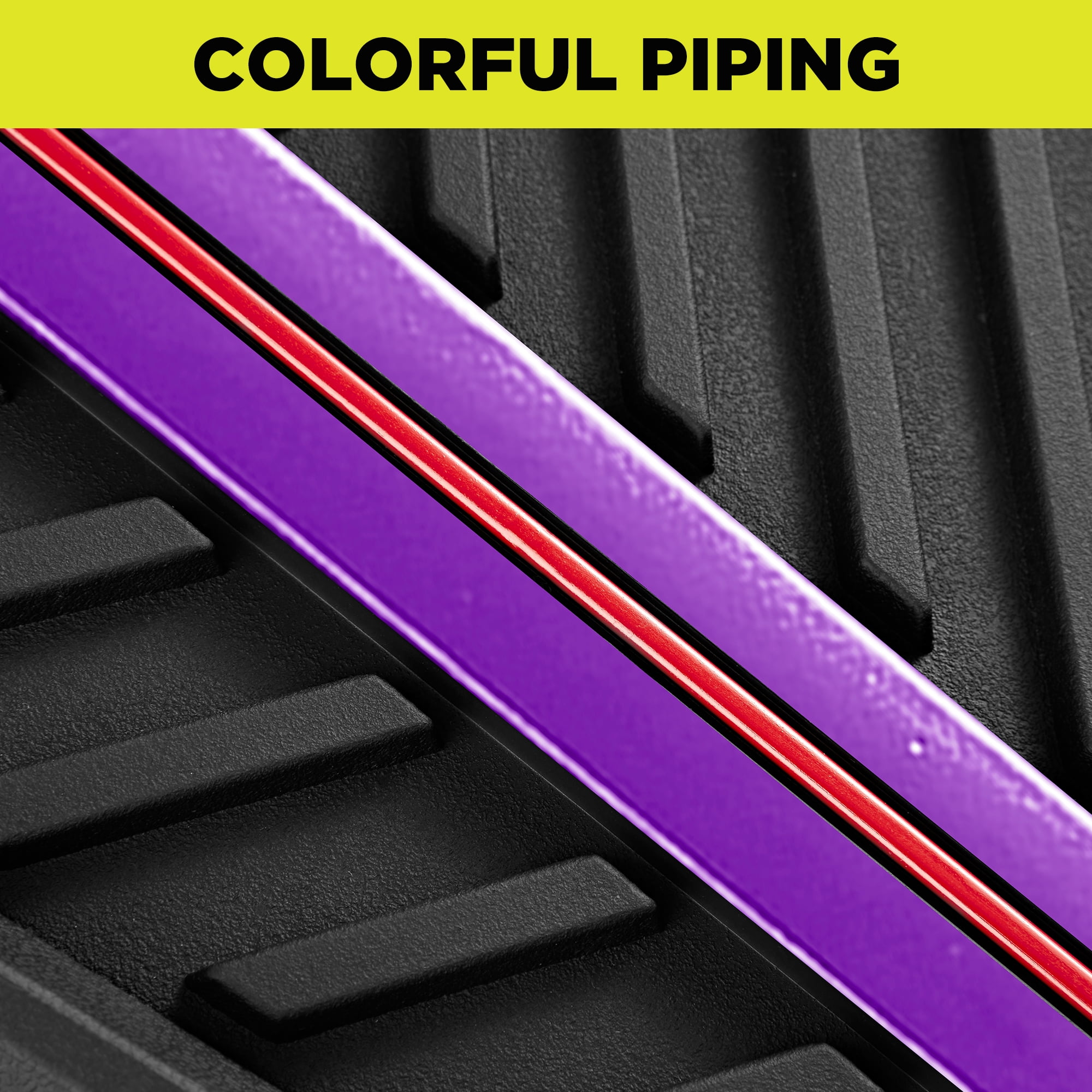 Auto Drive 4Piece Rubber Car Floor Mats Carbon Fiber Purple - Universal Fit