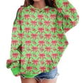 thumbnail image 2 of Goindgs Sweatshirts for Girls Tops Trendy Cute Bow Floral Printed Pullover School Drop Shoulder Loose Outdoor Soft with Pocket Hooded Sweatshirts Tween Tops Green-7-8 T, 2 of 4