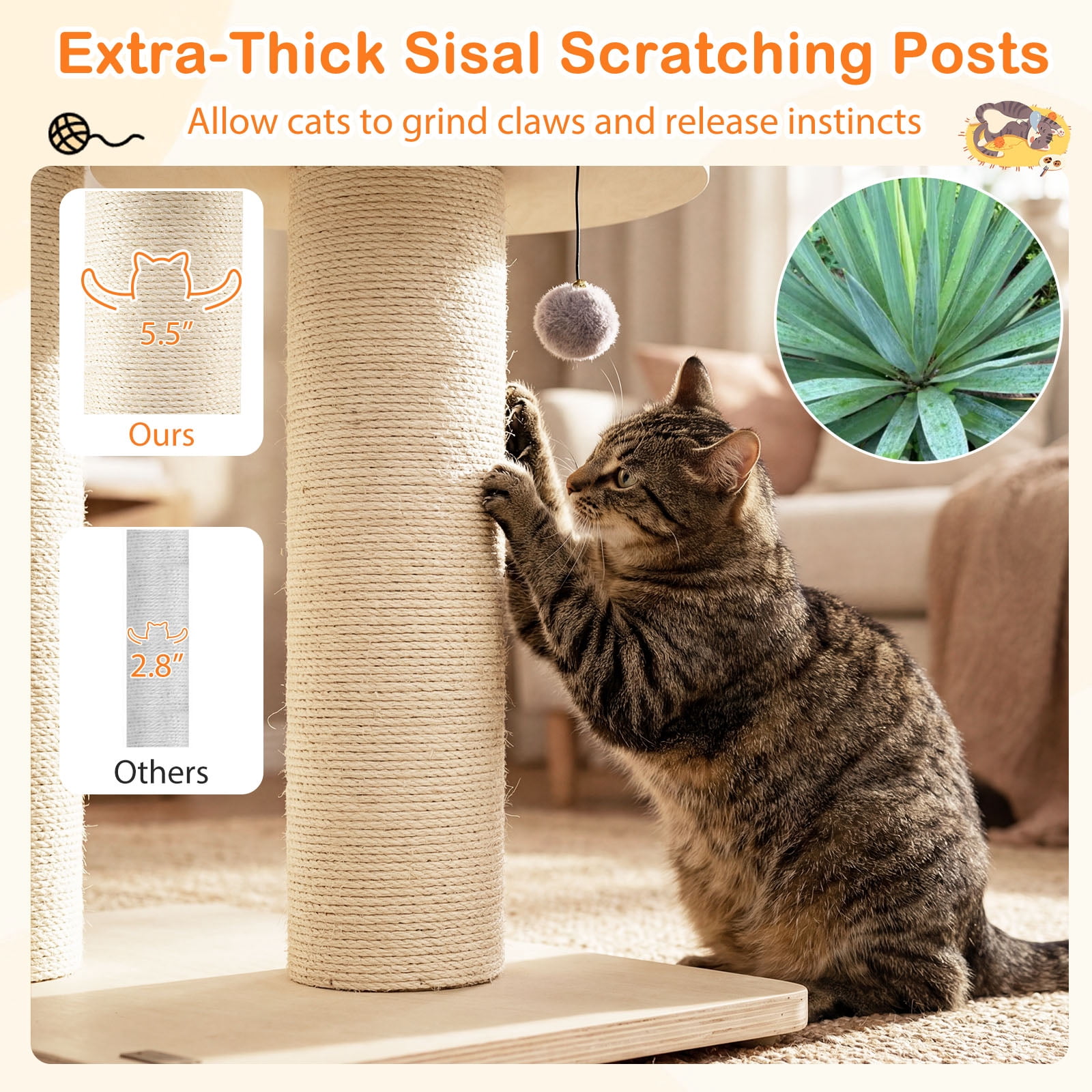 Gymax 68.5'' Cat Tree Condo 4-Layer Wooden Kitten Activity Tower w/ Sisal Posts