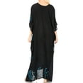 thumbnail image 2 of Sakkas Tacy Women's Casual Boho Summer Maxi Dress Caftan Kaftan Cover-up LougeWear - 9-BlackTurquoise - One Size Regular, 2 of 5